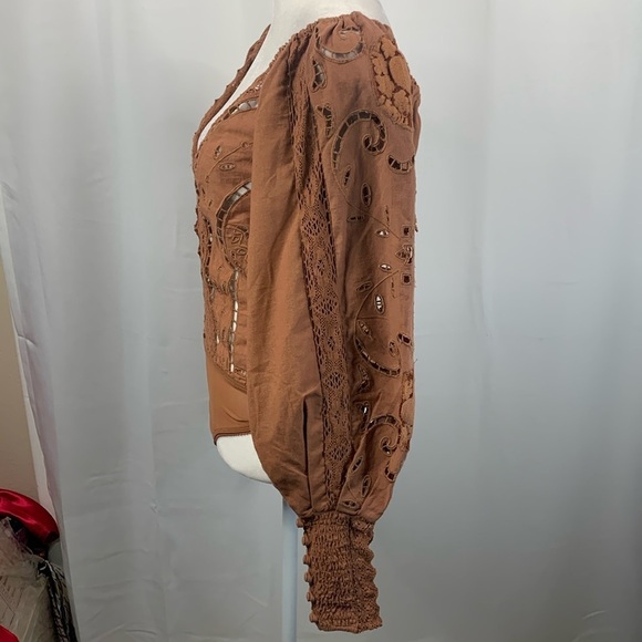 Free People Intimately Regina Brown Eyelet Bodysuit- NWOT - Picture 11 of 17